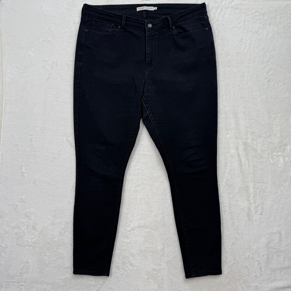 Levi Strauss Signature Jeans Womens 18 Black High Rise Skinny Stretch Denim Pant